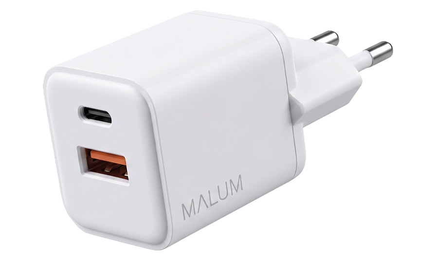 MALUM PREMIUM nabíjecí adaptér GaN 30W USB-C + USB-A